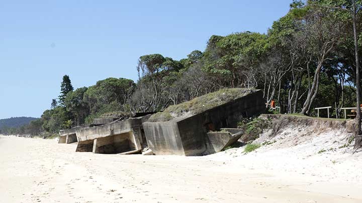 Moreton Island concrete bunkers at Cowan Cowan